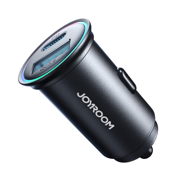 Joyroom JR‑CCN04 – 60W USB‑C + USB‑A Mini Metal Car Charger