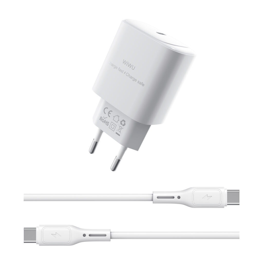 WiWU Essen Wi-G008 30W GaN Fast Charger with C-C Cable Combo (EU Plug)