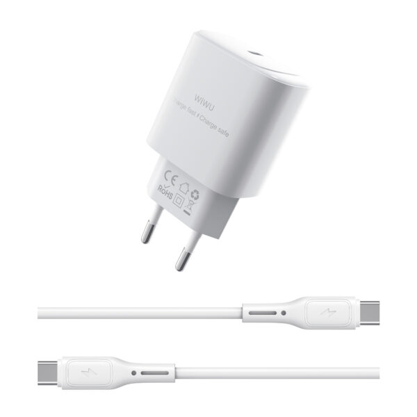 WiWU Essen Wi-G008 30W GaN Fast Charger with C-C Cable Combo (EU Plug)