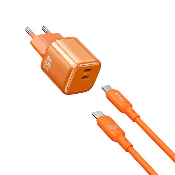 WiWU Cube 45W Fast Charger Combo 2C + Cable (Wi-G025 EU C-C)